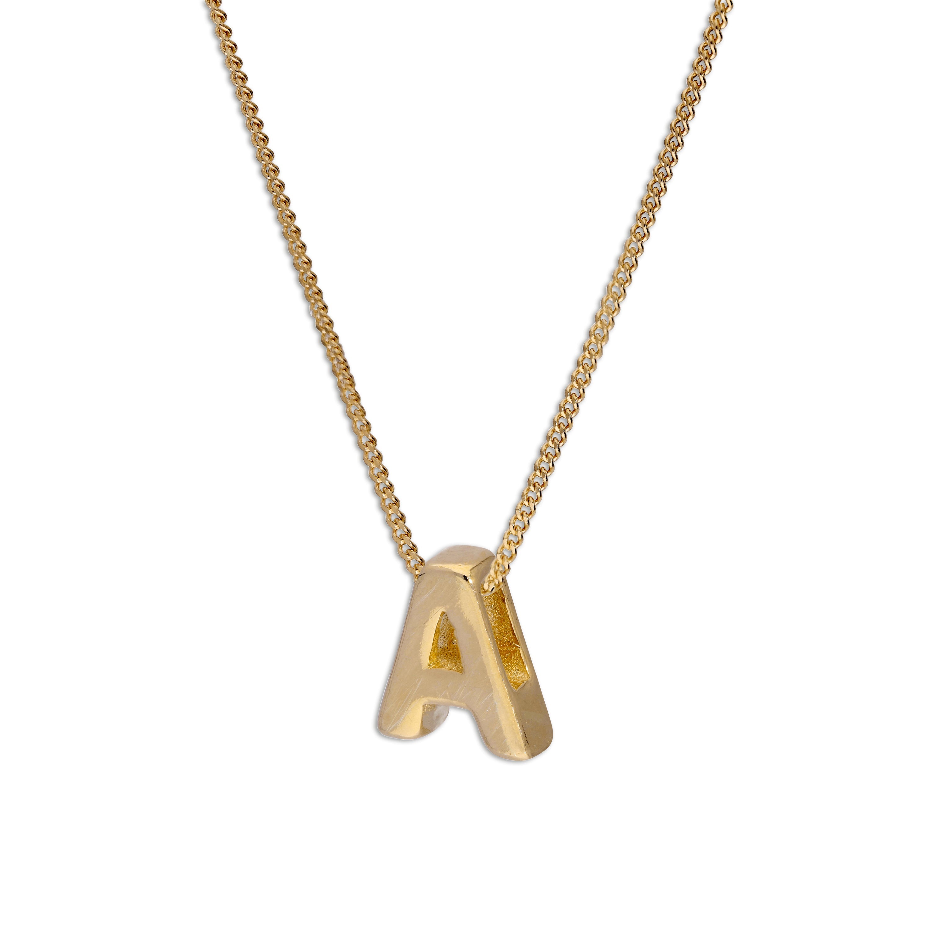 Gold Plated Sterling Silver Threader Letter A Bead Necklace 16 - 22 Inches