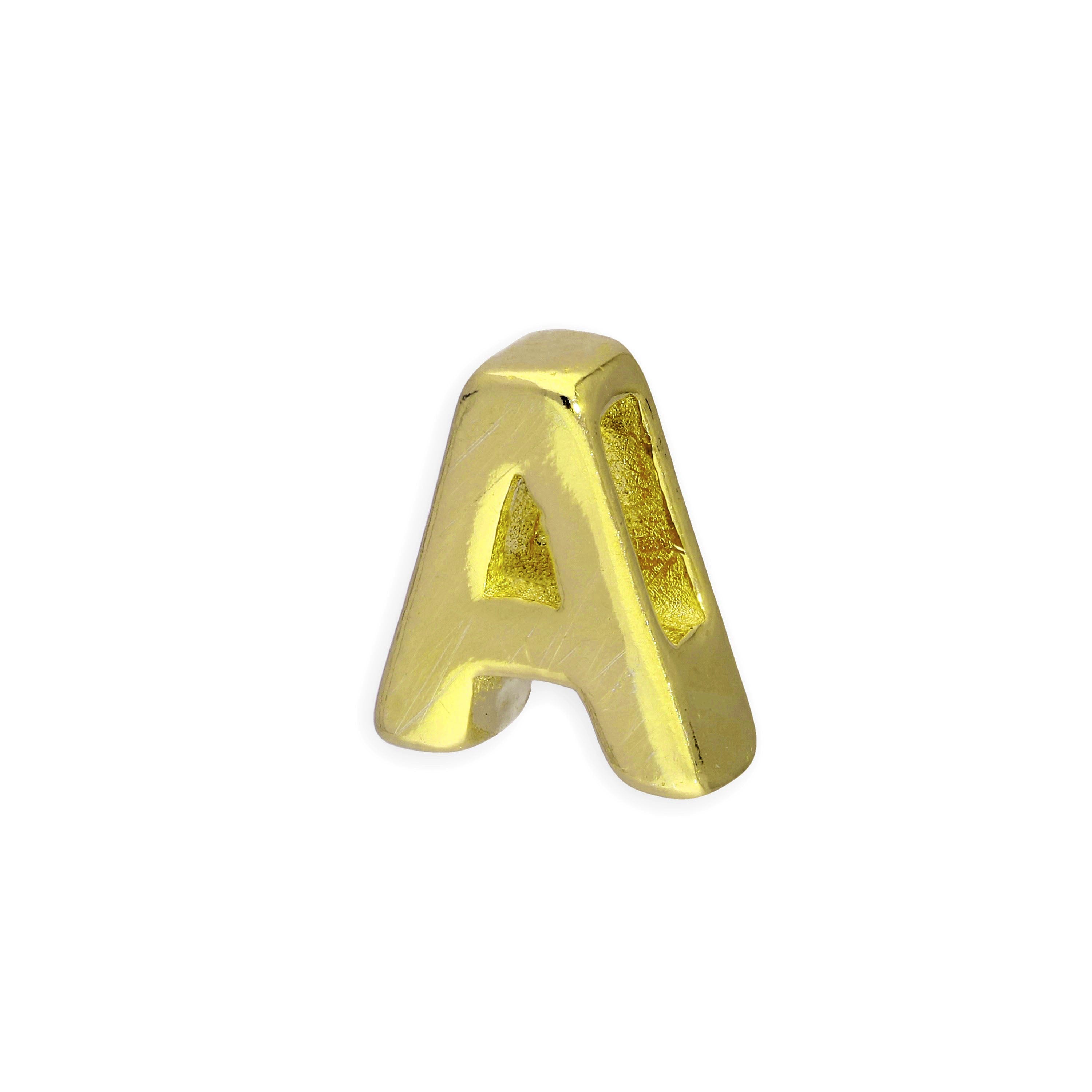 Gold Plated Sterling Silver Alphabet Letter Threader Bead Charm A - Z