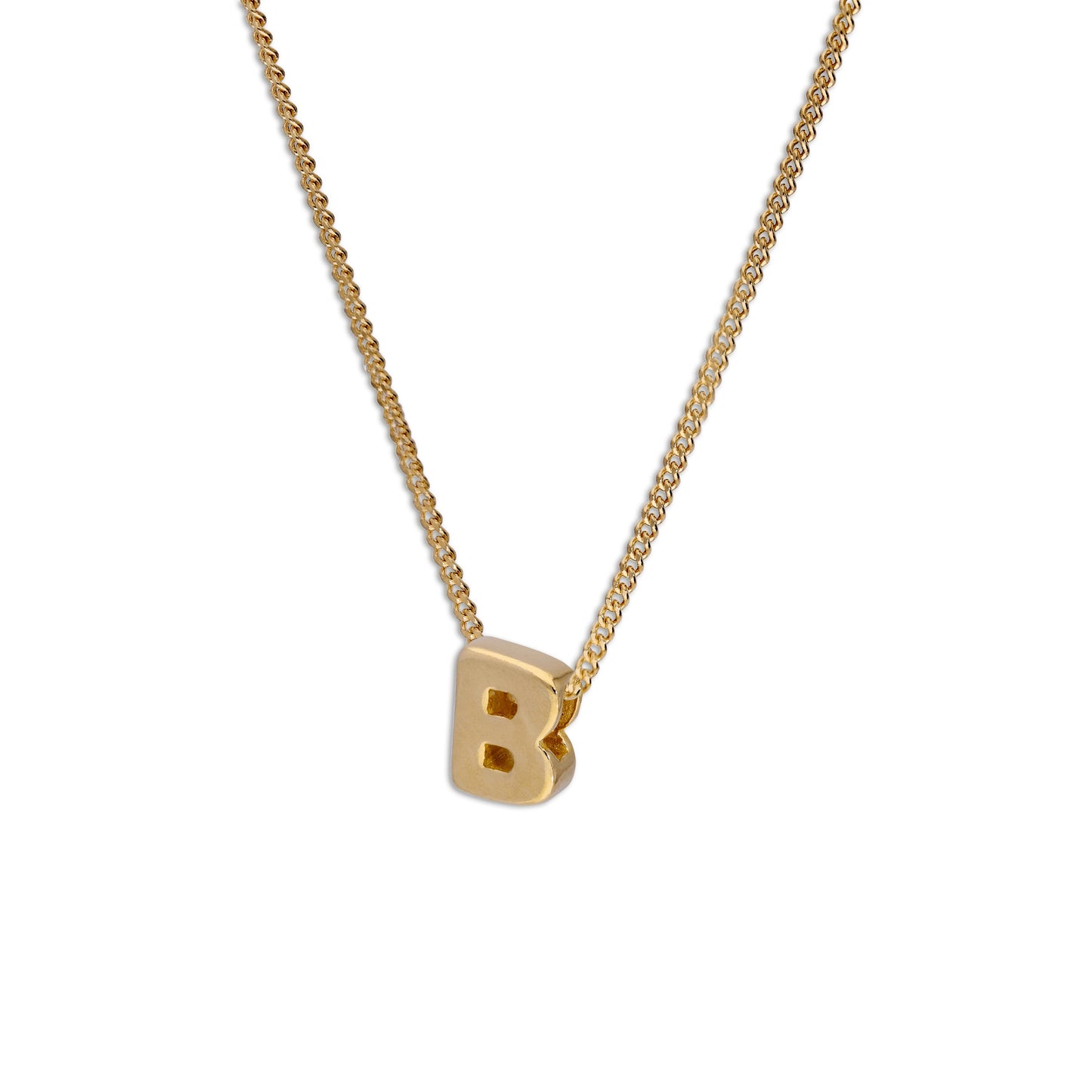 Gold Plated Sterling Silver Threader Letter B Bead Necklace 16 - 22 Inches