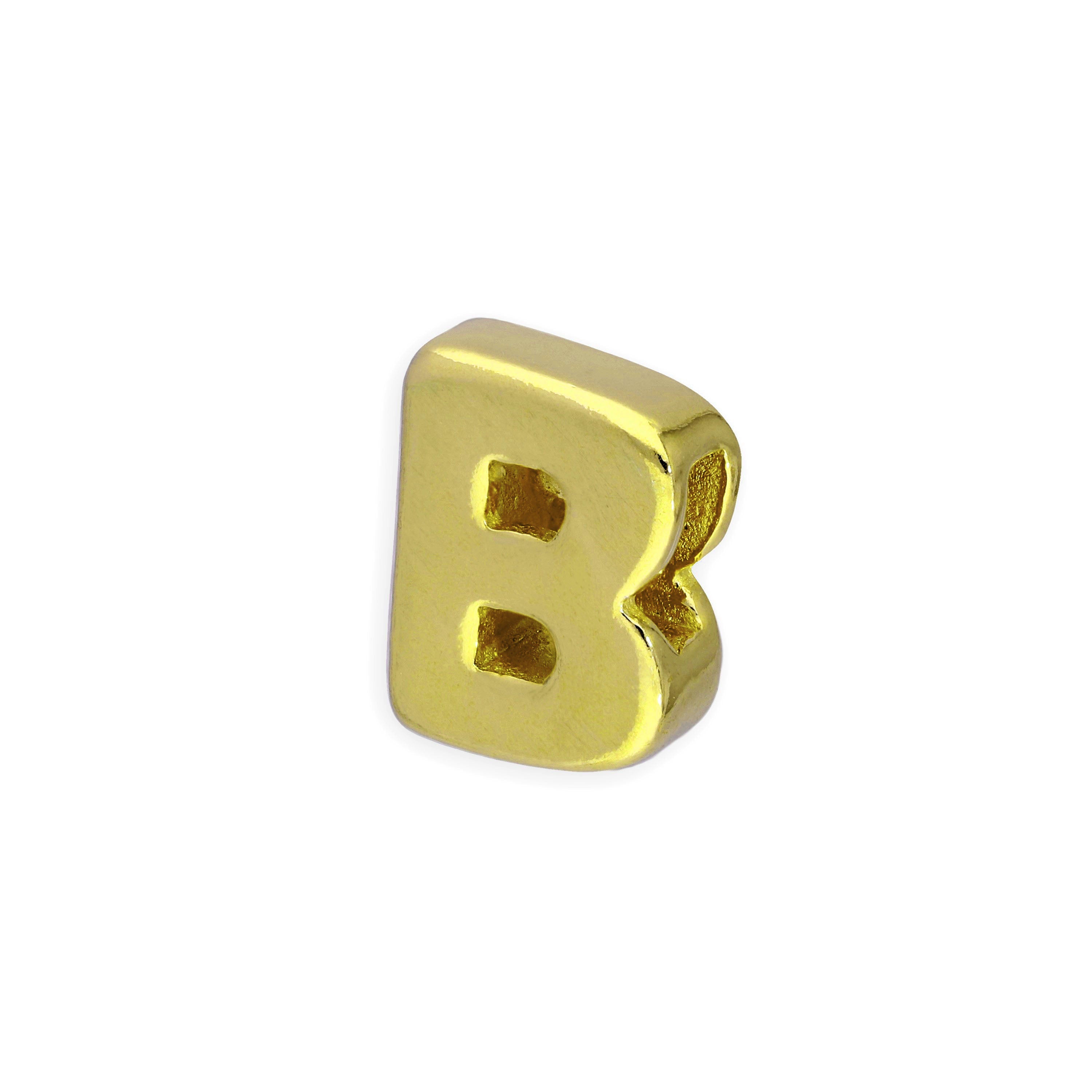 Gold Plated Sterling Silver Alphabet Letter Threader Bead Charm A - Z