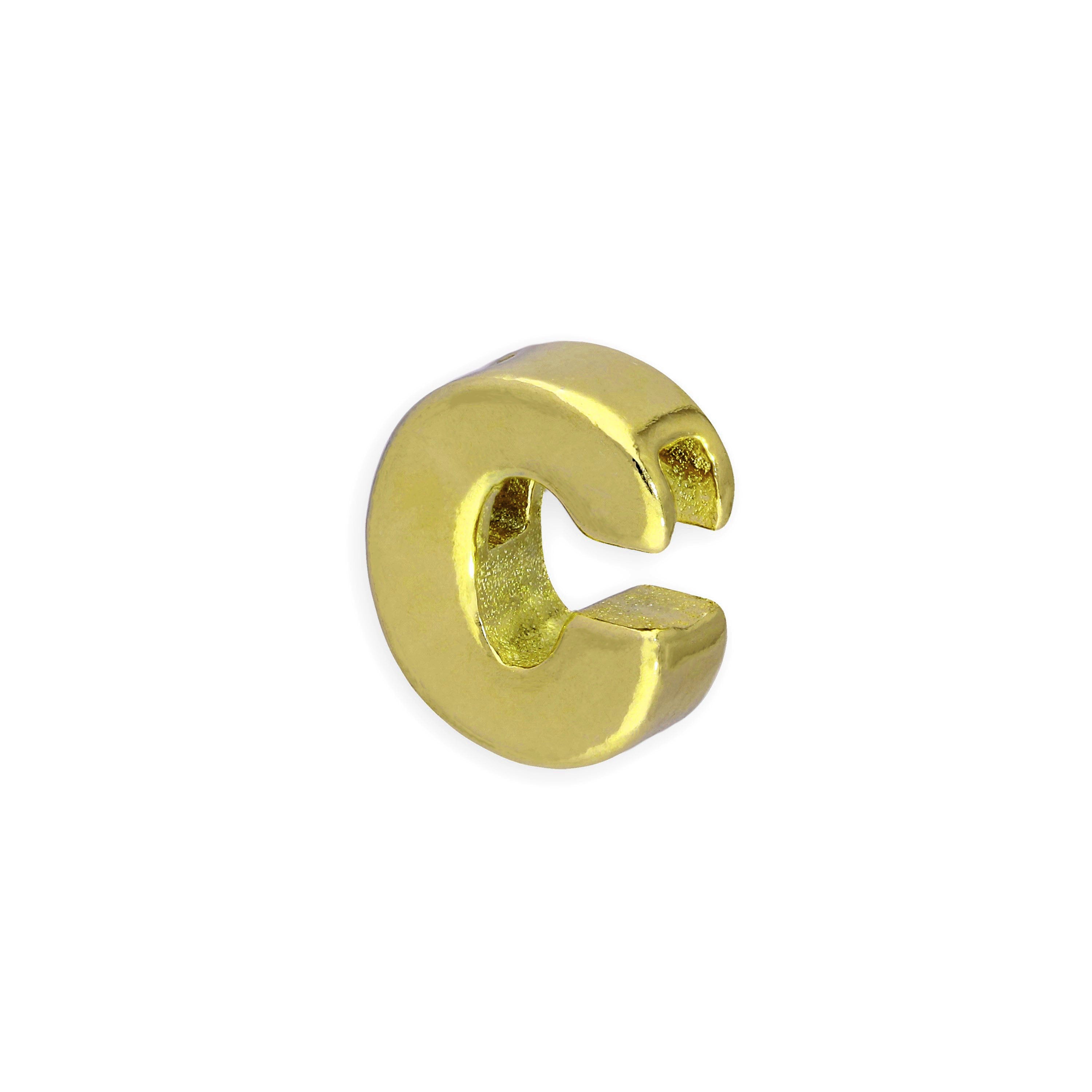 Gold Plated Sterling Silver Alphabet Letter Threader Bead Charm A - Z