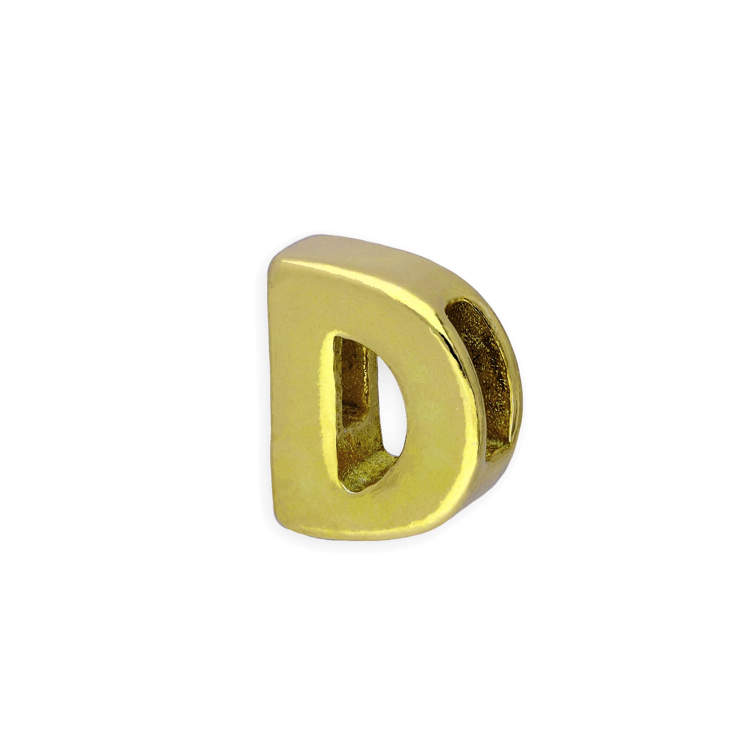 Gold Plated Sterling Silver Alphabet Letter Threader Bead Charm A - Z
