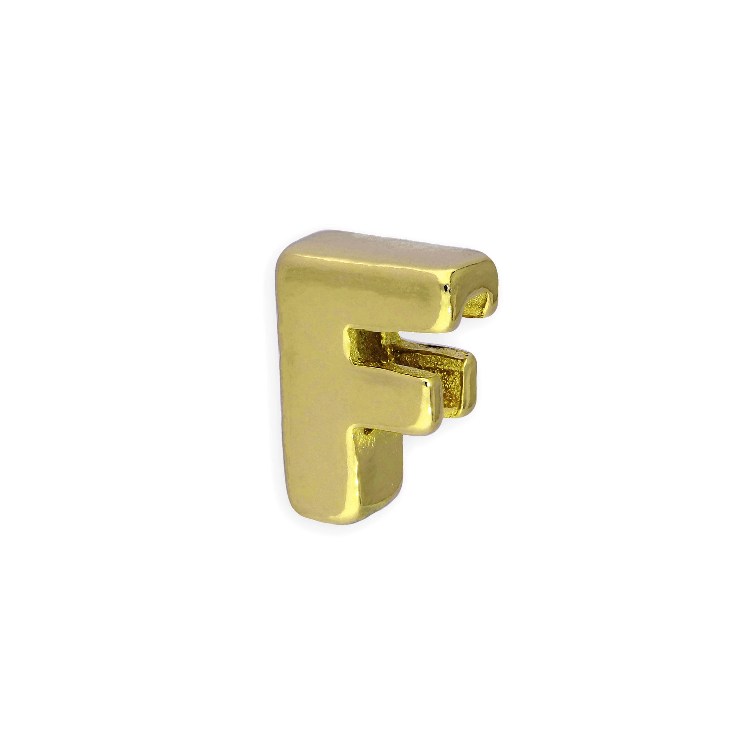 Gold Plated Sterling Silver Alphabet Letter Threader Bead Charm A - Z