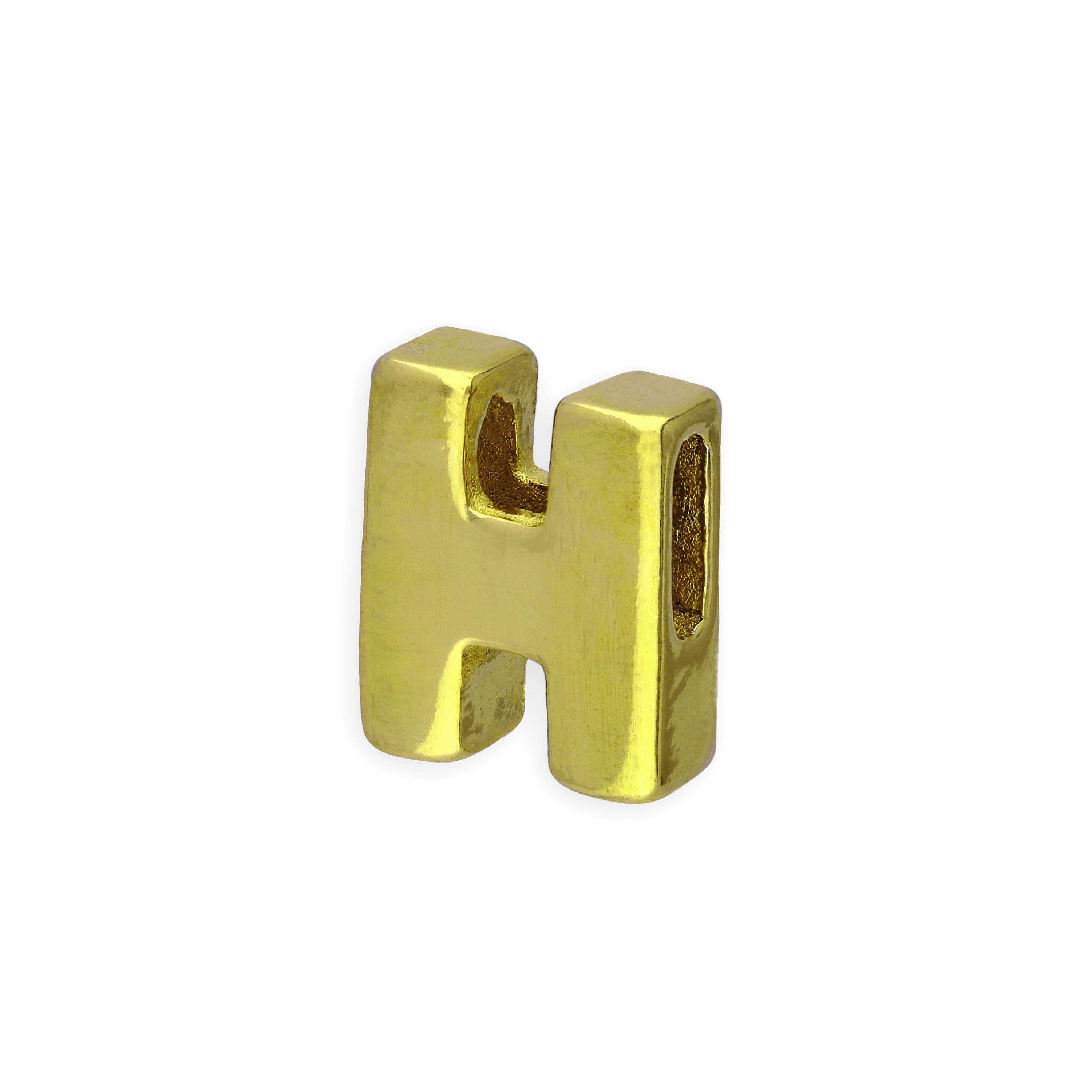 Gold Plated Sterling Silver Alphabet Letter Threader Bead Charm A - Z