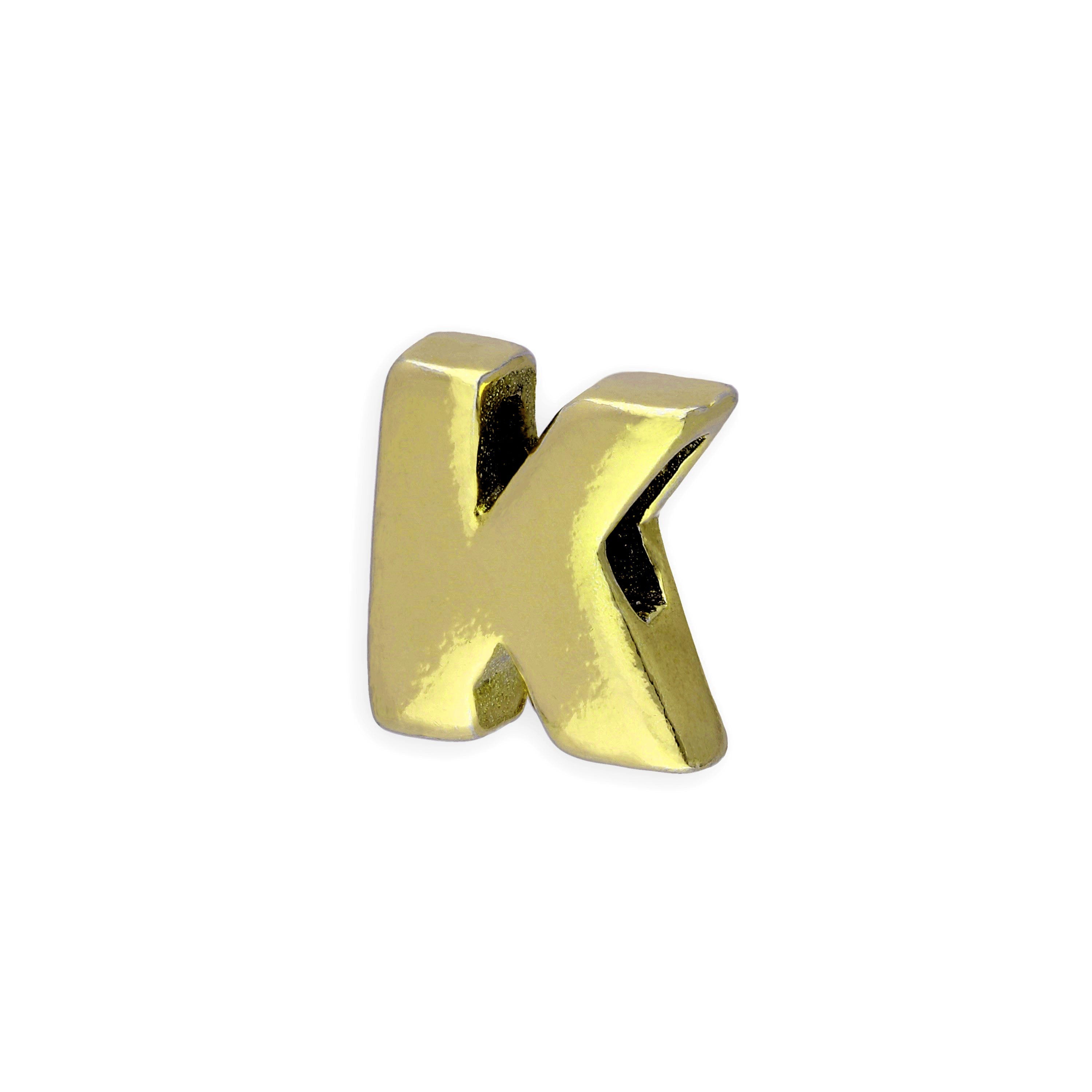 Gold Plated Sterling Silver Alphabet Letter Threader Bead Charm A - Z