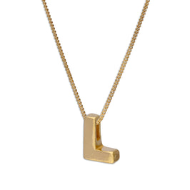 Gold Plated Sterling Silver Threader Letter L Bead Necklace 16 - 22 Inches