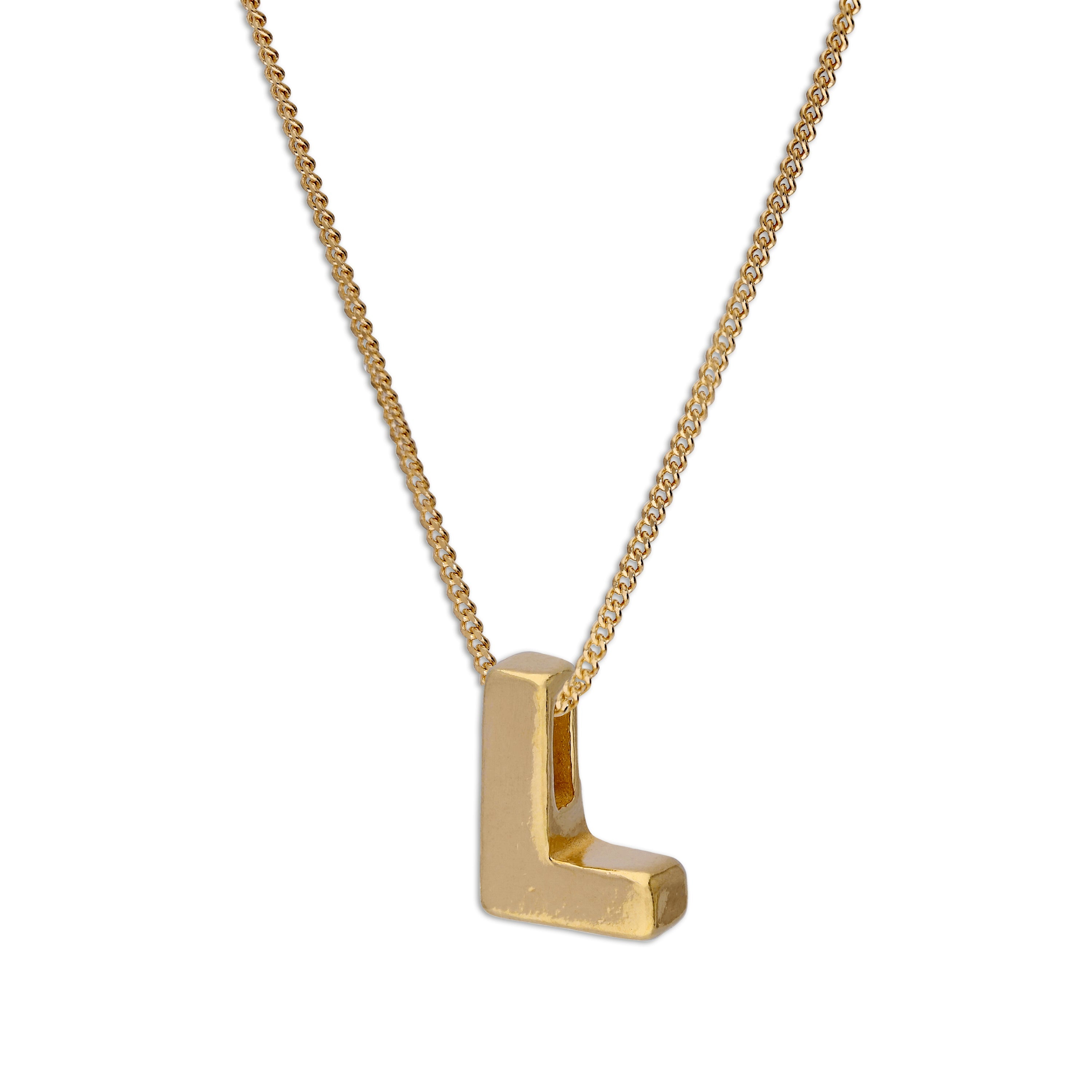 Gold Plated Sterling Silver Threader Letter L Bead Necklace 16 - 22 Inches