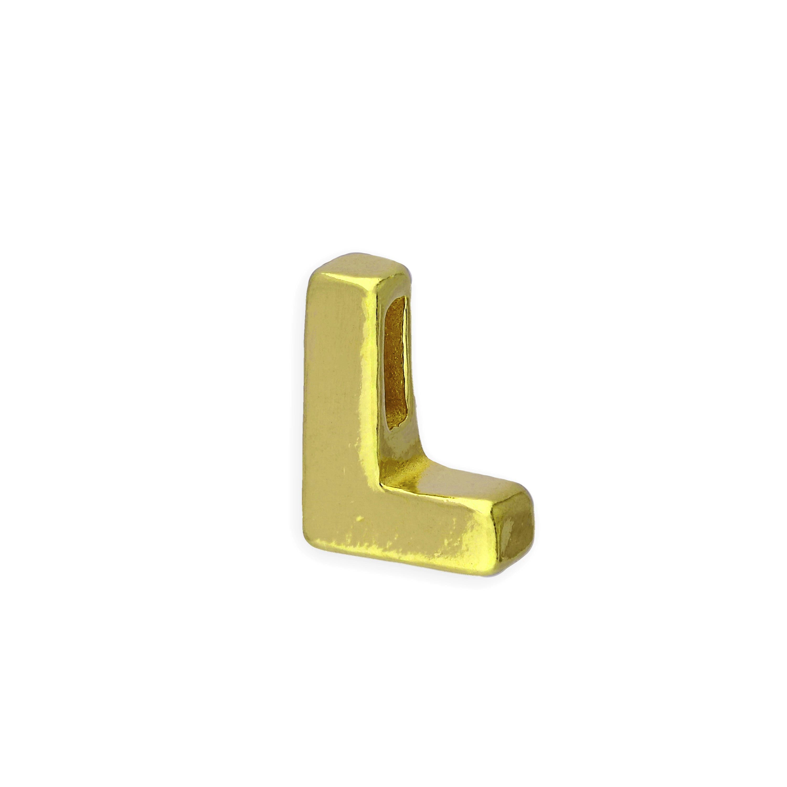Gold Plated Sterling Silver Alphabet Letter Threader Bead Charm A - Z