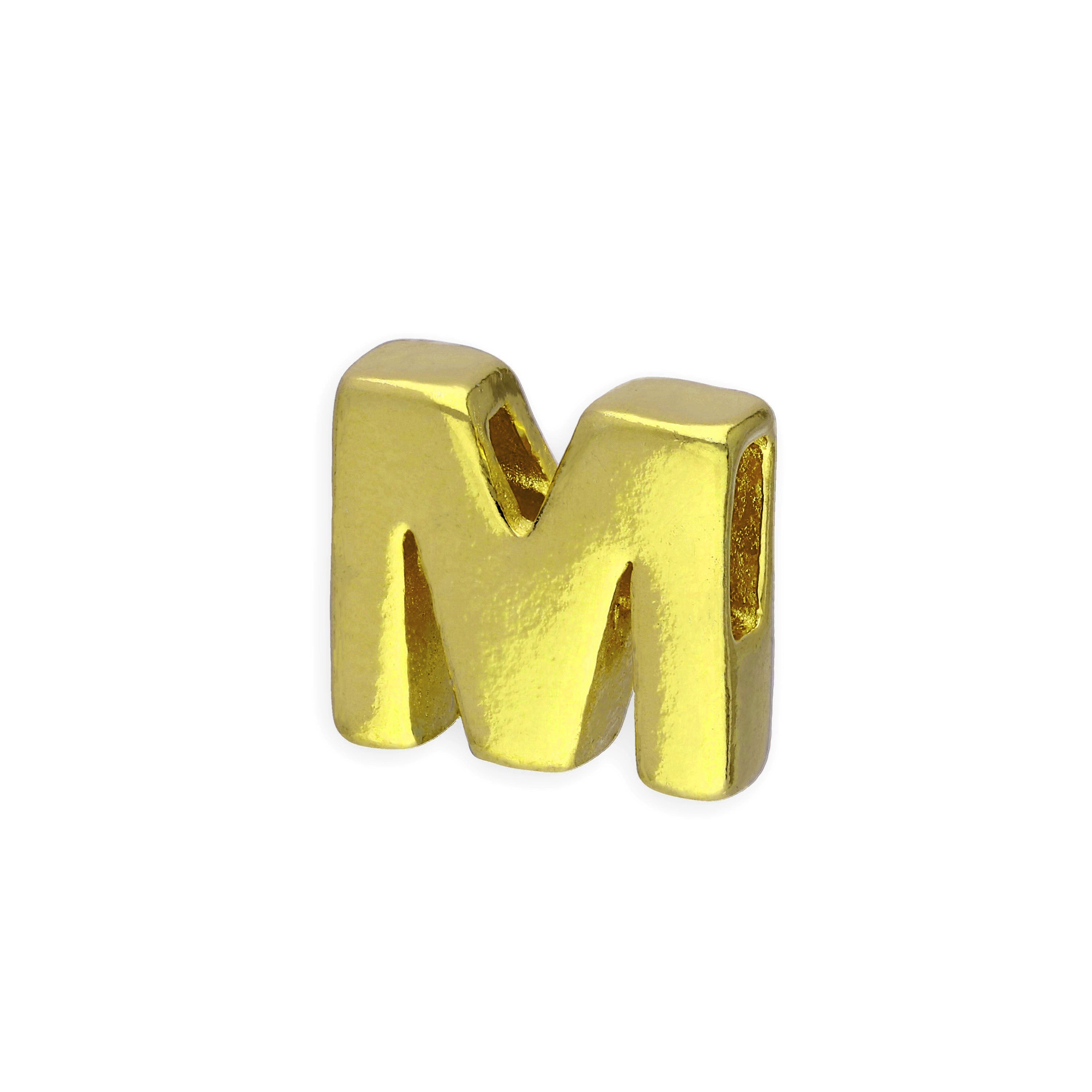 Gold Plated Sterling Silver Alphabet Letter Threader Bead Charm A - Z