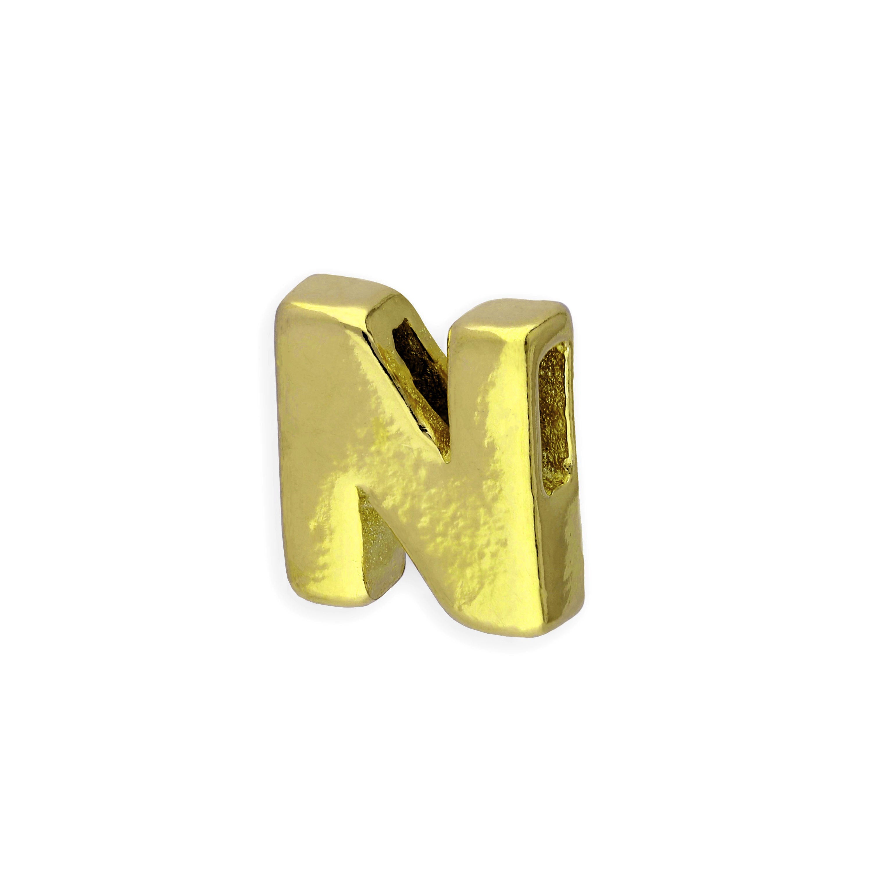 Gold Plated Sterling Silver Alphabet Letter Threader Bead Charm A - Z