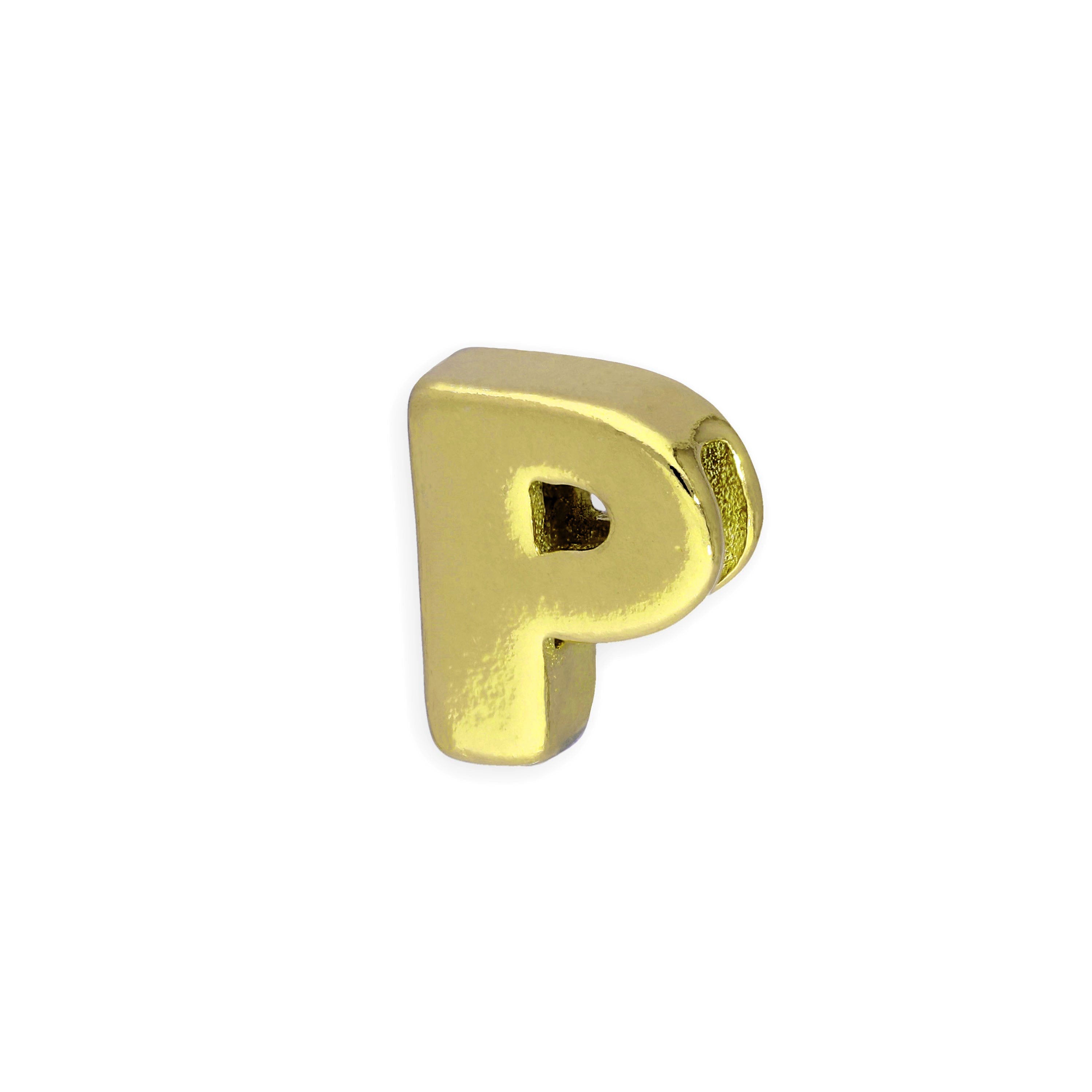 Gold Plated Sterling Silver Alphabet Letter Threader Bead Charm A - Z