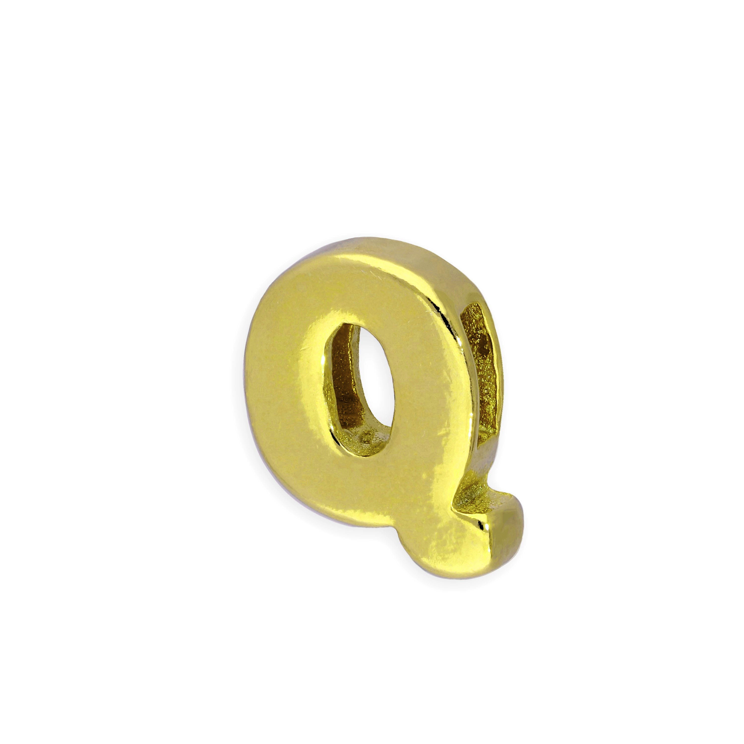 Gold Plated Sterling Silver Alphabet Letter Threader Bead Charm A - Z