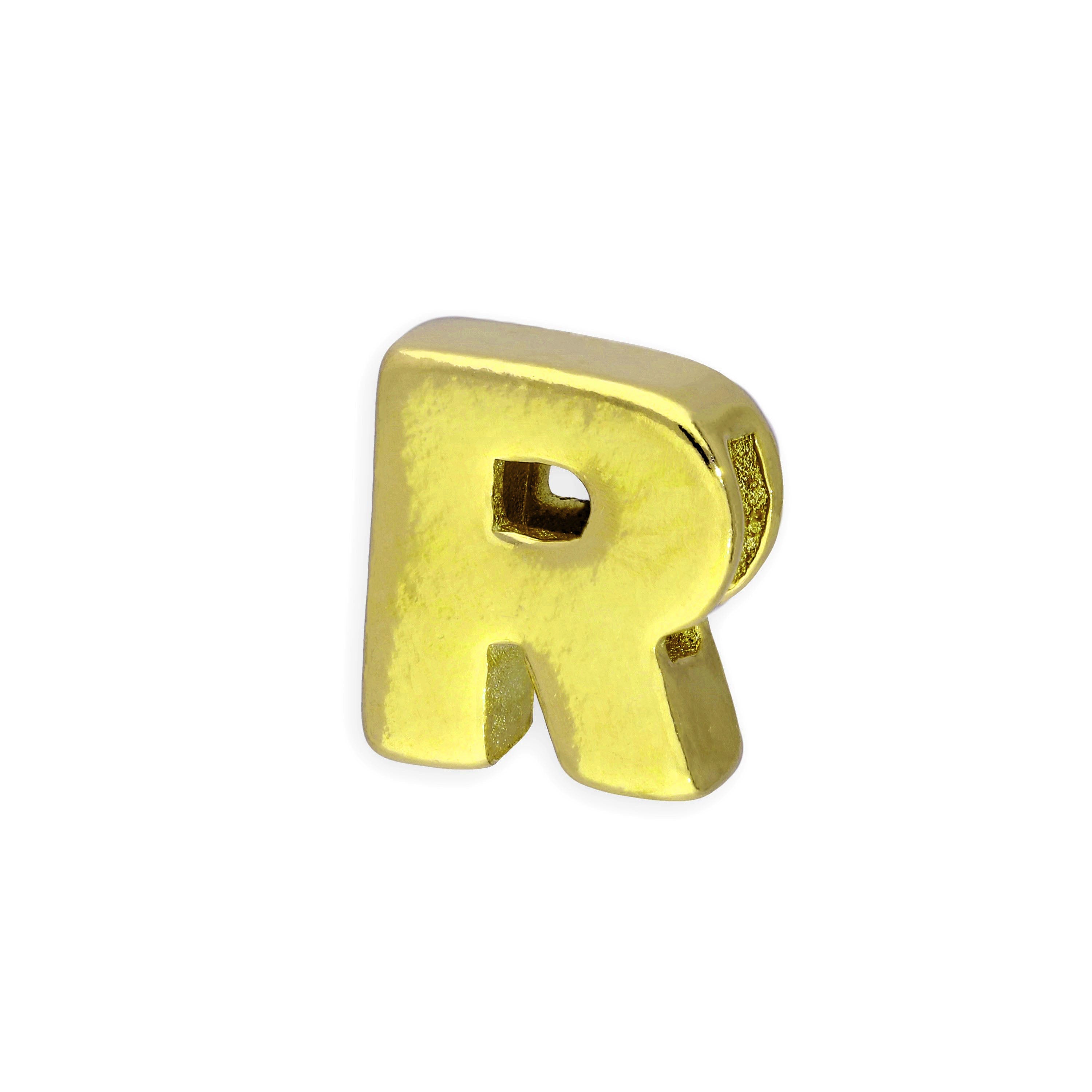Gold Plated Sterling Silver Alphabet Letter Threader Bead Charm A - Z