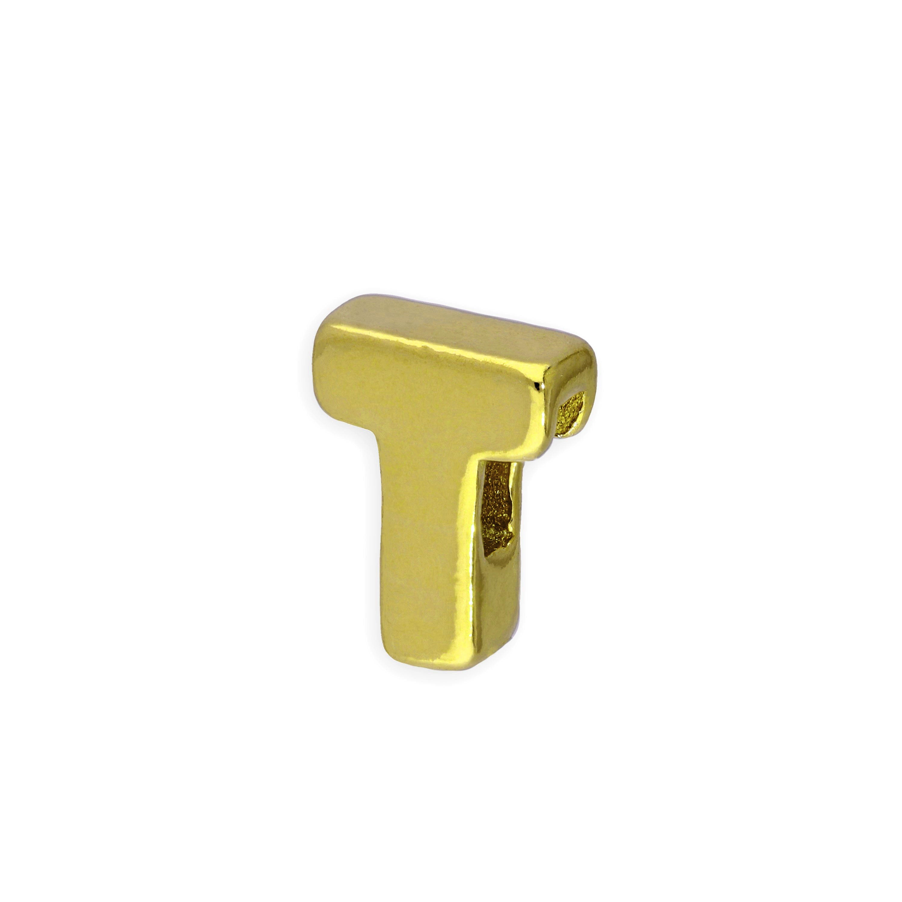 Gold Plated Sterling Silver Alphabet Letter Threader Bead Charm A - Z