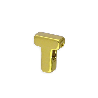Gold Plated Sterling Silver Alphabet Letter Threader Bead Charm A - Z