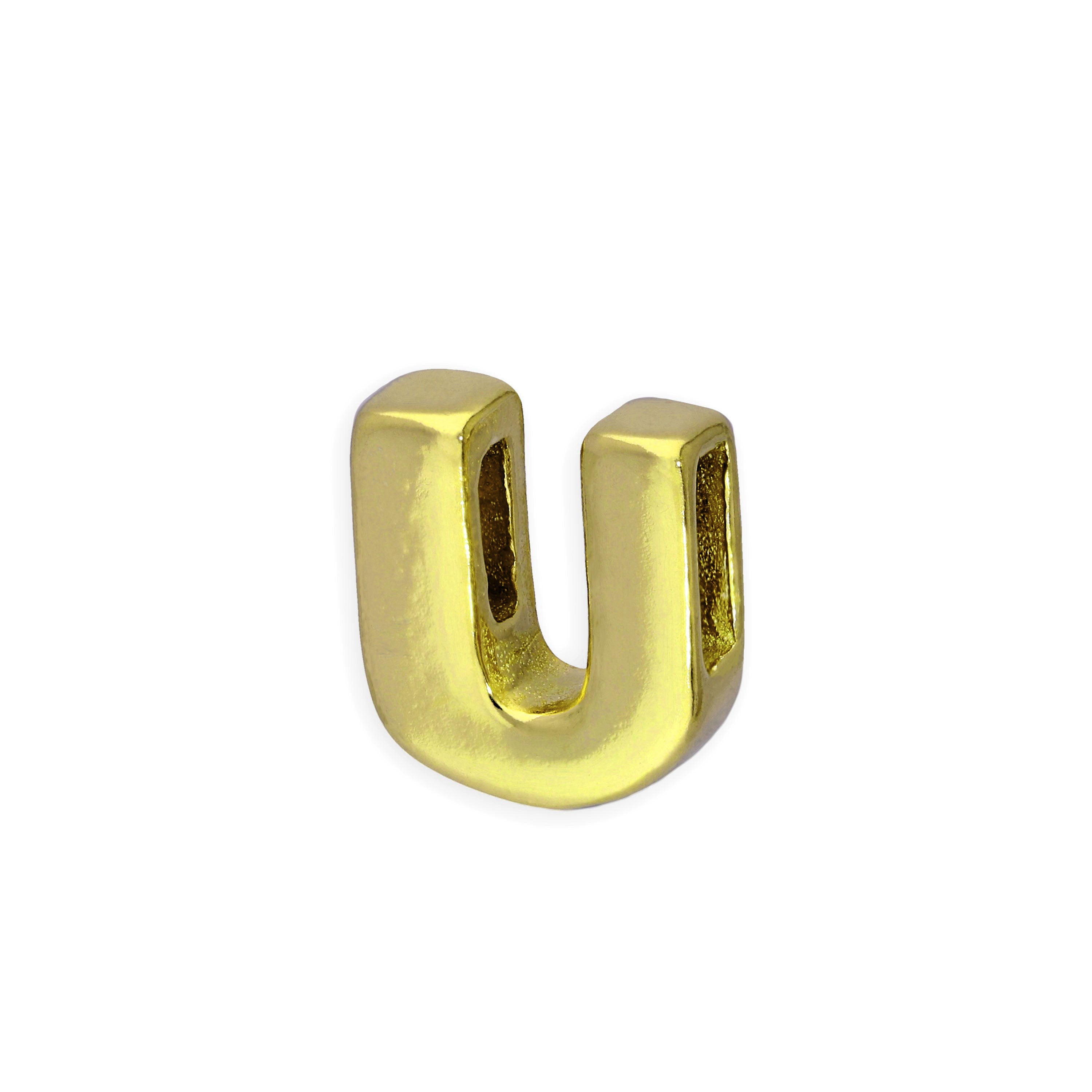 Gold Plated Sterling Silver Alphabet Letter Threader Bead Charm A - Z