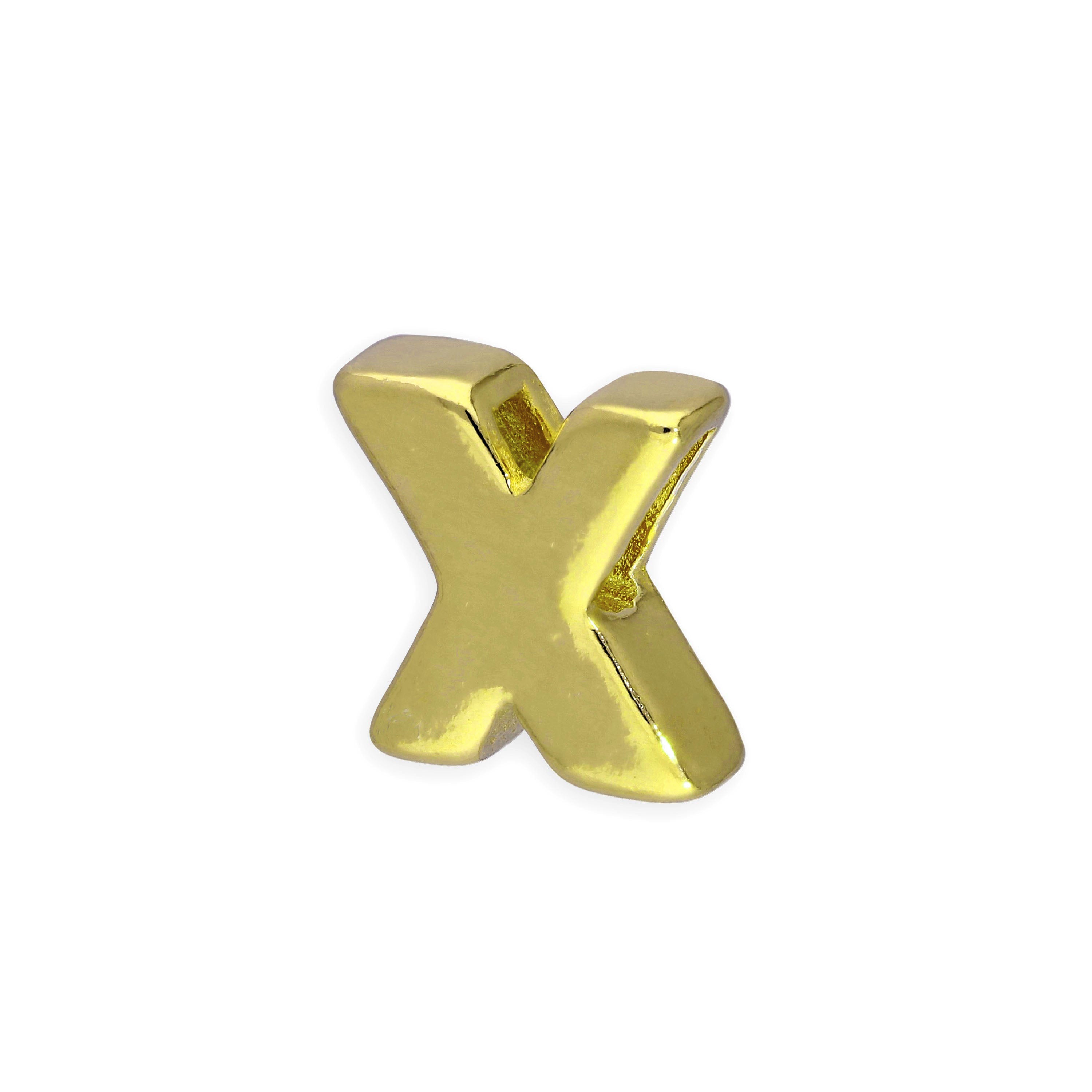 Gold Plated Sterling Silver Alphabet Letter Threader Bead Charm A - Z