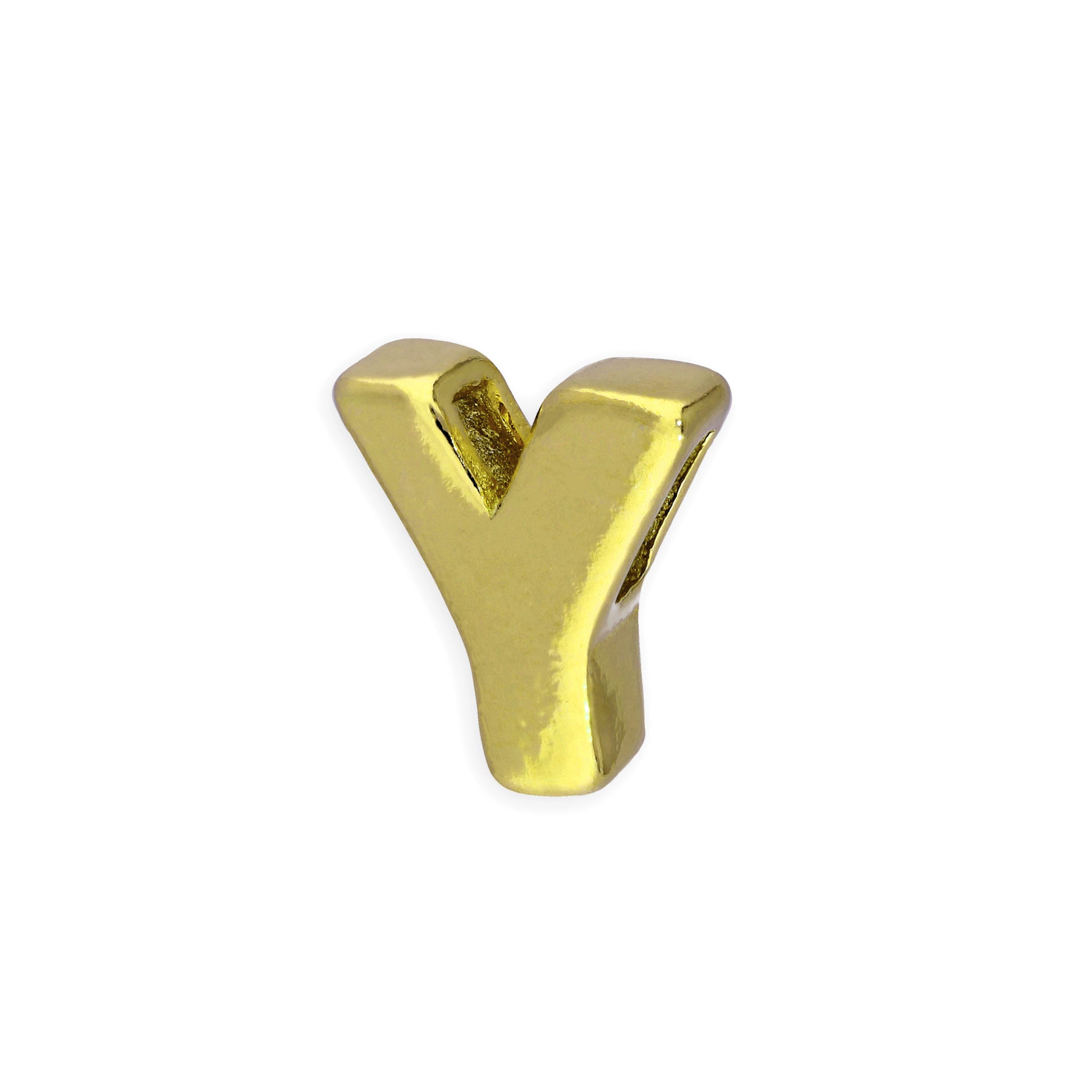 Gold Plated Sterling Silver Alphabet Letter Threader Bead Charm A - Z