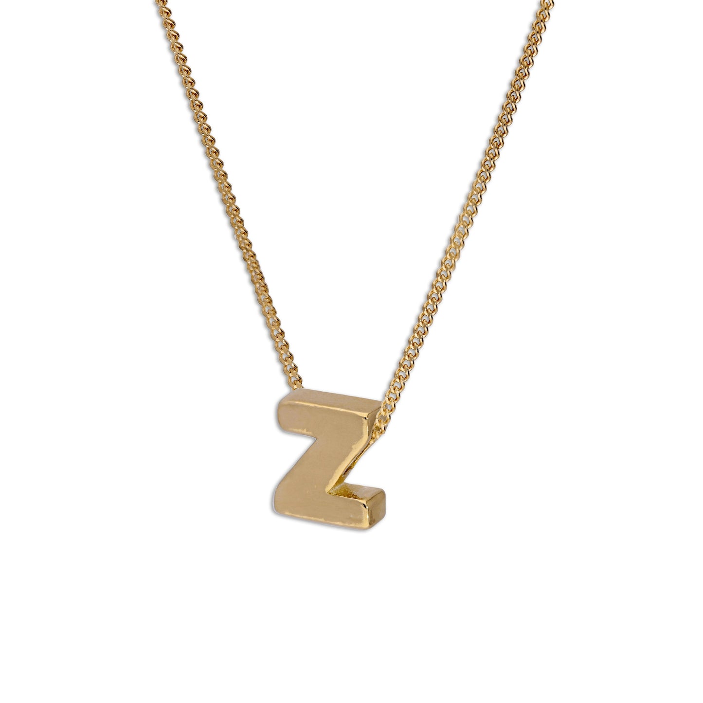 Gold Plated Sterling Silver Threader Letter Z Bead Necklace 16 - 22 Inches