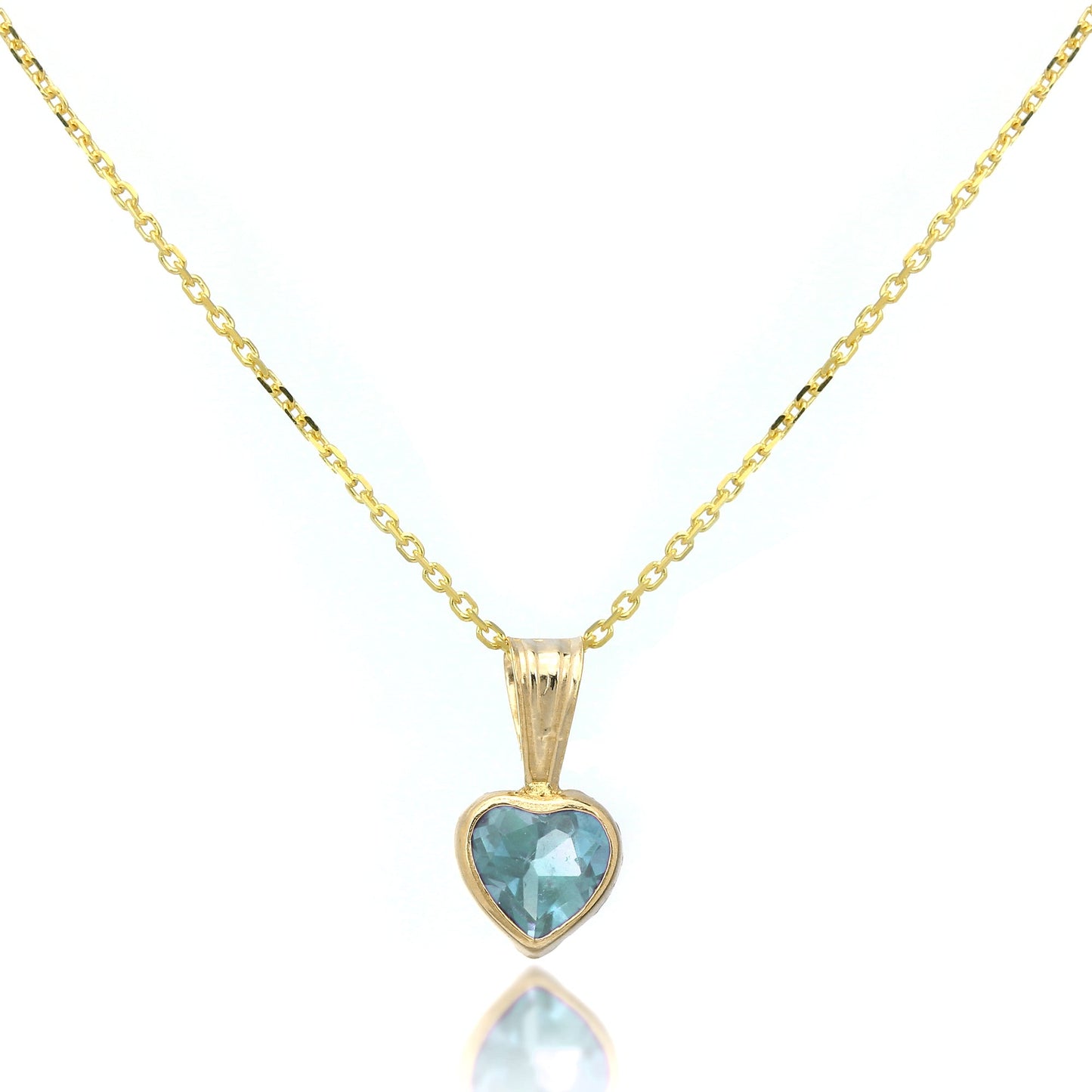 9ct Gold Gemstone Heart Pendant Sky Blue Topaz