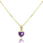 9ct Gold Gemstone Heart Pendant Amethyst