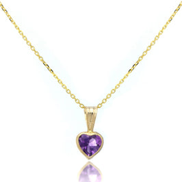 9ct Gold Gemstone Heart Pendant Amethyst