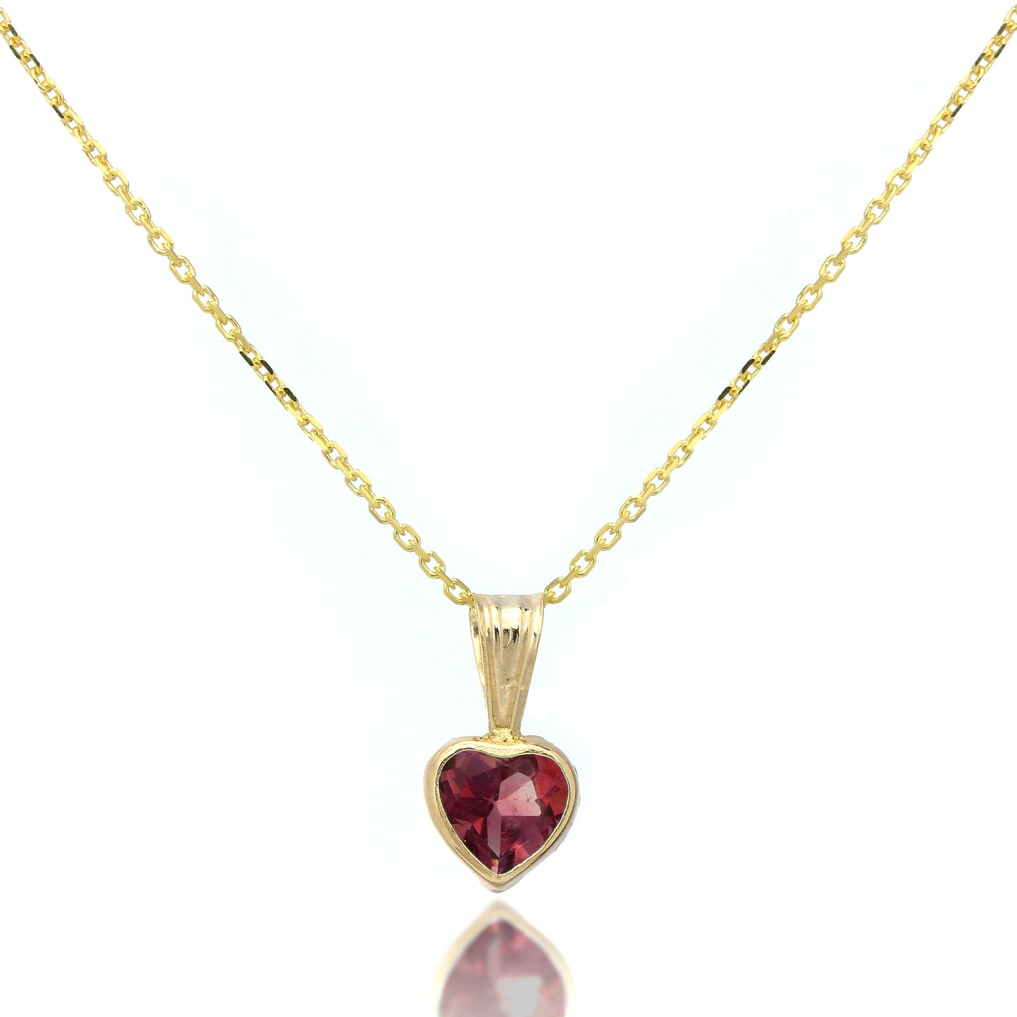 9ct Gold Gemstone Heart Pendant Garnet