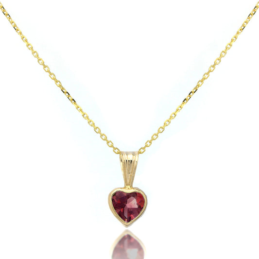 9ct Gold Gemstone Heart Pendant Garnet