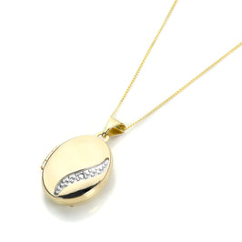 9ct Yellow Gold Diamond Oval Locket
