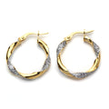 9ct Mixed Gold Twisted Hoop Earrings