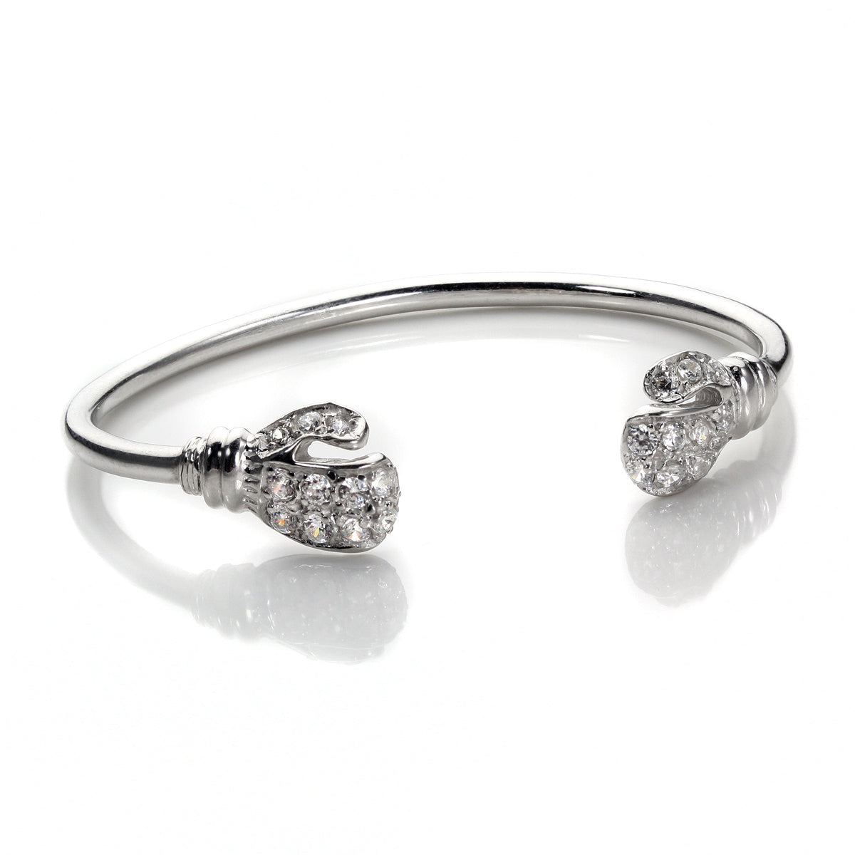 Sterling Silver Clear CZ Baby Boxing Glove Bangle