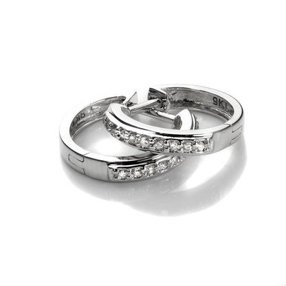 9ct Mixed Gold Diamond Huggie Earrings