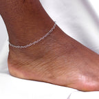 9ct White Gold Open Hearts Chain Anklet