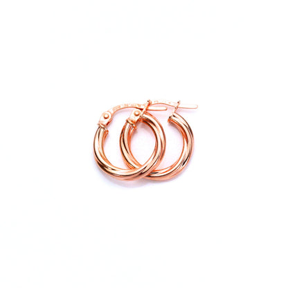9ct Rose Gold Twisted Sleeper Hoop Earrings - 10mm 15mm 20mm