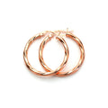 9ct Rose Gold Twisted Sleeper Hoop Earrings - 10mm 15mm 20mm