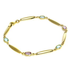 9ct Gold Bar & Oval CZ Crystal Bracelet