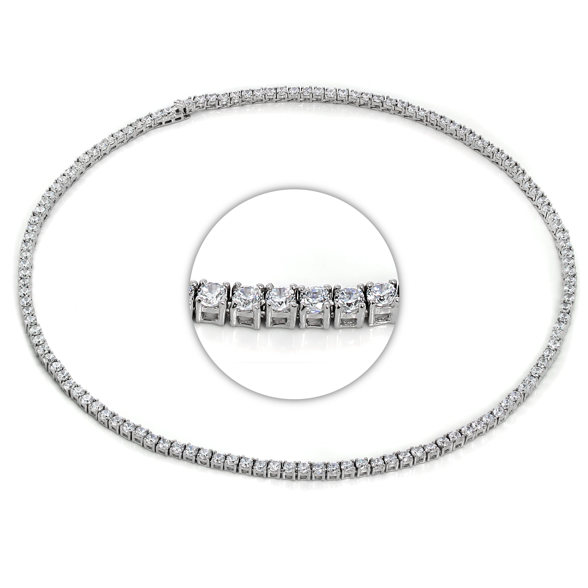 Sterling Silver & CZ Crystal 17 Inch Tennis Collette Necklace