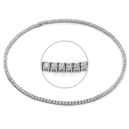 Sterling Silver & CZ Crystal 17 Inch Tennis Collette Necklace