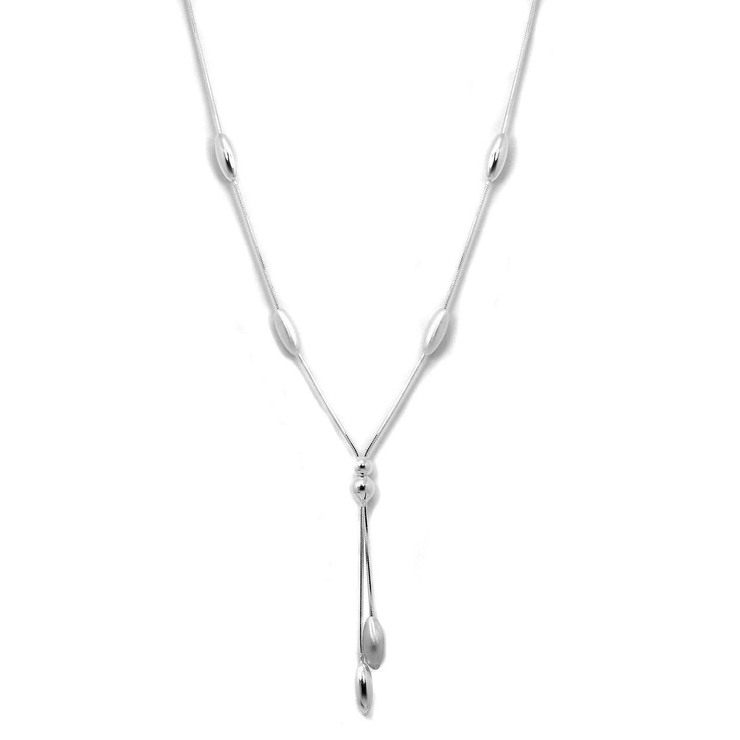 Sterling Silver 18 Inch Snake Chain Necklace with Beads & Extender