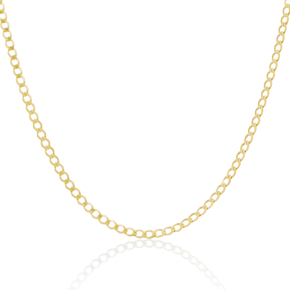 9ct Gold 3mm Curb Chain Bracelets & Necklaces - 6 to 30 Inches
