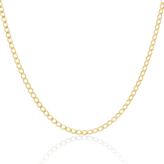 9ct Gold 3mm Curb Chain Bracelets & Necklaces - 6 to 30 Inches