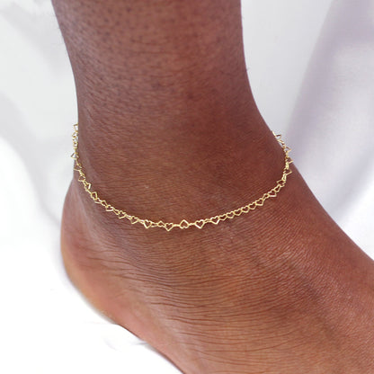 9ct Gold Open Hearts Anklet