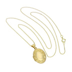 9ct Gold Oval Locket on Chain with Floral Design on Chain 16 - 18 Inches