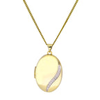 9ct Gold & Diamond Locket with White Gold Swirl Necklace 18 - 20 Inches