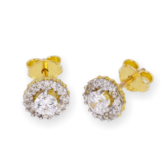 9ct Gold & Clear CZ Crystal Stud Earrings - jewellerybox