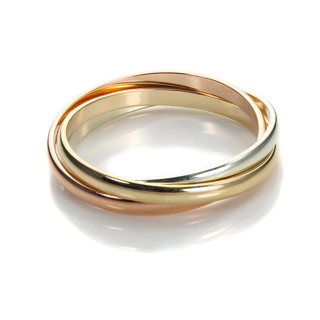 9ct Mixed Gold 2mm Russian Wedding Ring