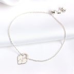 Personalised Sterling Silver Initials Heart Padlock Bracelet