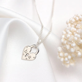 Personalised Sterling Silver Initials Heart Padlock Necklace
