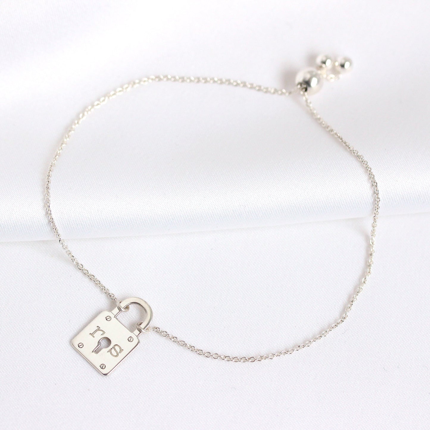 Personalised Sterling Silver Initials Padlock Bracelet