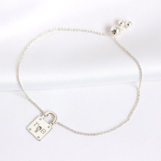 Personalised Sterling Silver Initials Padlock Bracelet